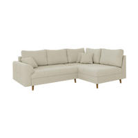 ECKSOFA Alma Beige Cord - Ottomane rechts - Beige/Braun, Holz/Textil (231/161cm) - S-Style Möbel