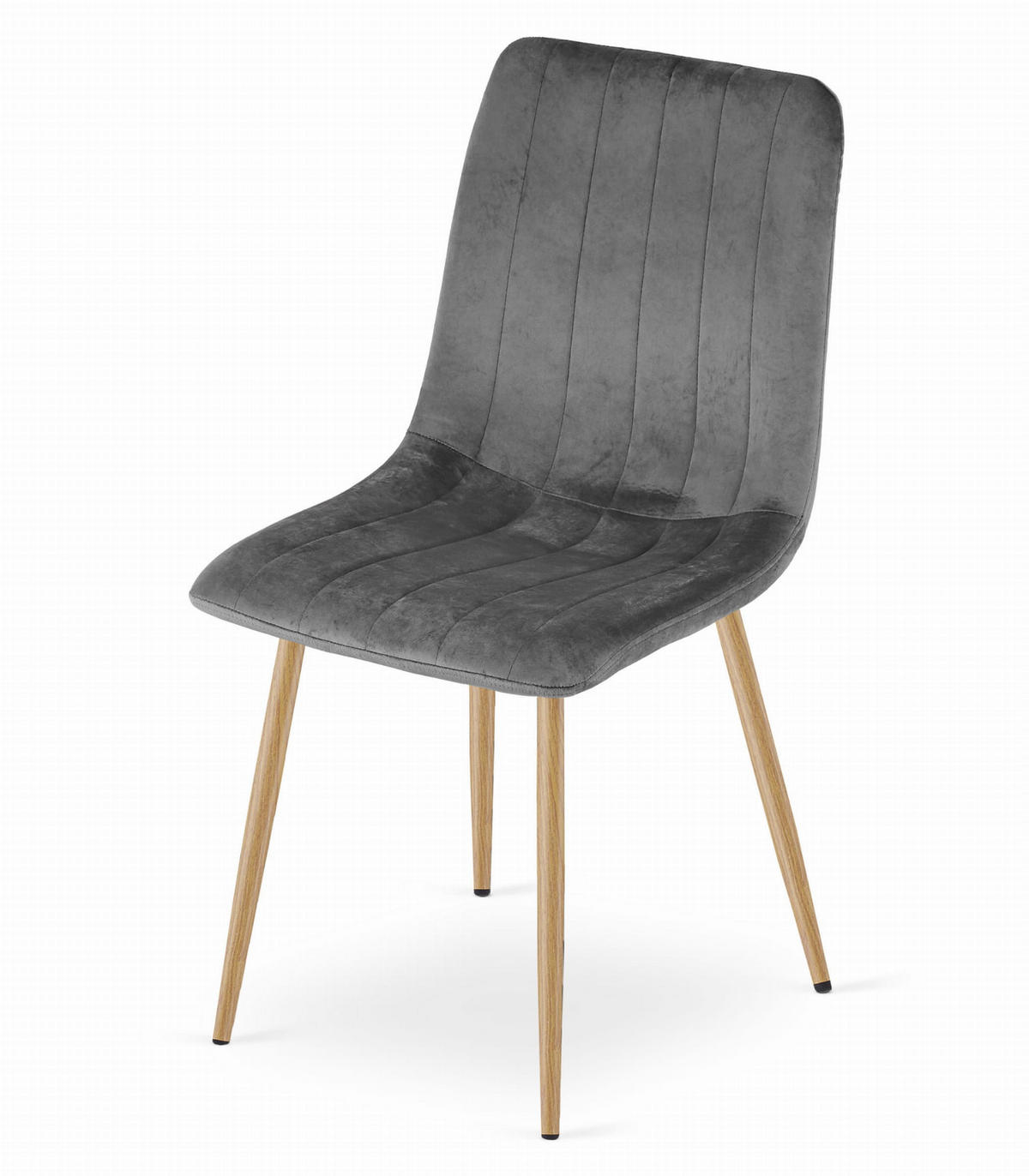 STUHL ORSARA 1 Stück, Grau, Metallbeine in Holzfarbe, mit Samtstoff gepolstert - Anthrazit, Textil/Metall (43/90/51cm) - Komodee