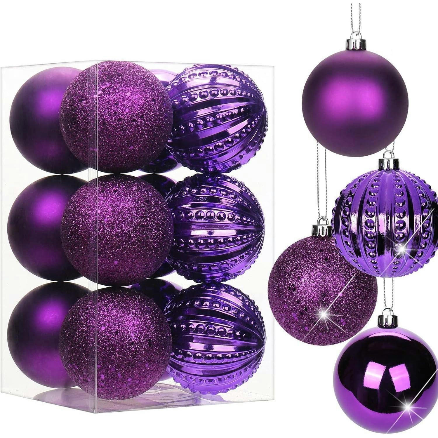 WEIHNACHTSKUGELN 12-teiliges Set 8 cm Lila Bruchsicher Kunststoff - Lila, Kunststoff (8/8/8cm)