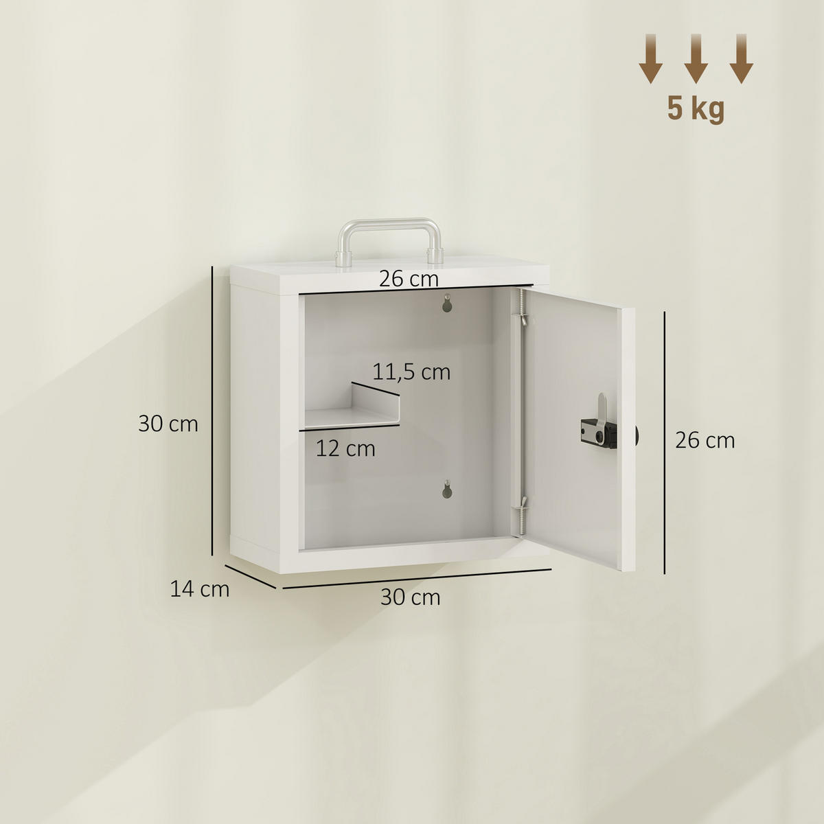 MEDIZINSCHRANK Edelstahl Weiß - Chromfarben/Weiß, Metall (14/30/30cm) - HOMCOM