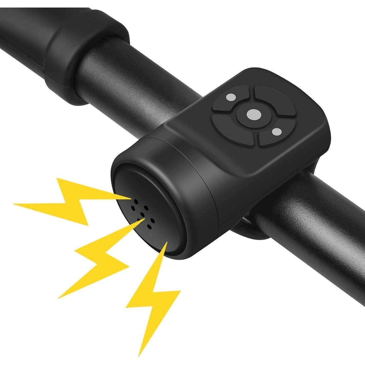 FAHRRADKLINGEL elektrisch 120 dB Diebstahlschutz Schwarz - Schwarz, Kunststoff (4.8/3.5/7.5cm)
