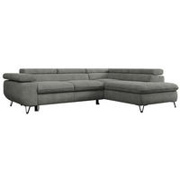 ECKSOFA PEDRO L Grau Struktur - Rechts Seite - Schwarz/Grau, Textil/Metall (273/208cm) - MKS