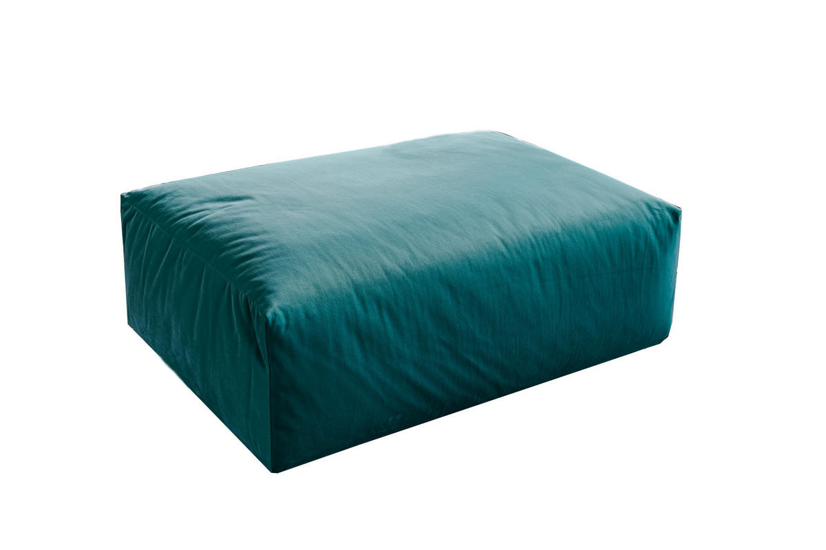 HOCKER MIA Grün Velvet - Schwarz/Grün, Kunststoff/Textil (117/47/84cm) - KAWOLA