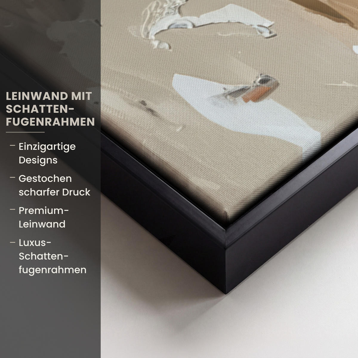 LEINWAND Bilder mit Rahmen - Frau - Farbe - Abstrakt - Beige - Modern - 60x40 - Sandfarben, Textil (60/40cm) - MuchoWow