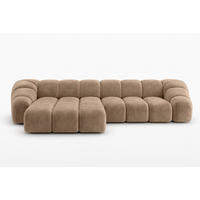 ECKSOFA Modulare L-Form, Veloursstoff Bluvel, Latte, Links, CROISSANT L - Hellbraun, Holz (305/190cm) - Kaiser Möbel