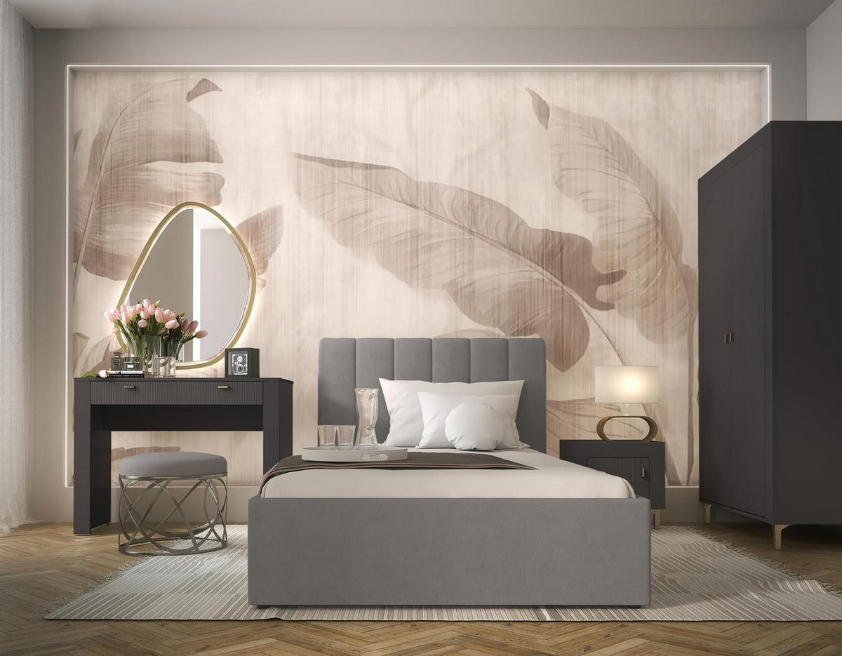 POLSTERBETT Mossa 120X200, Grau, Für Schlafzimmer - Grau, Textil/Metall (120/200cm) - Bettso