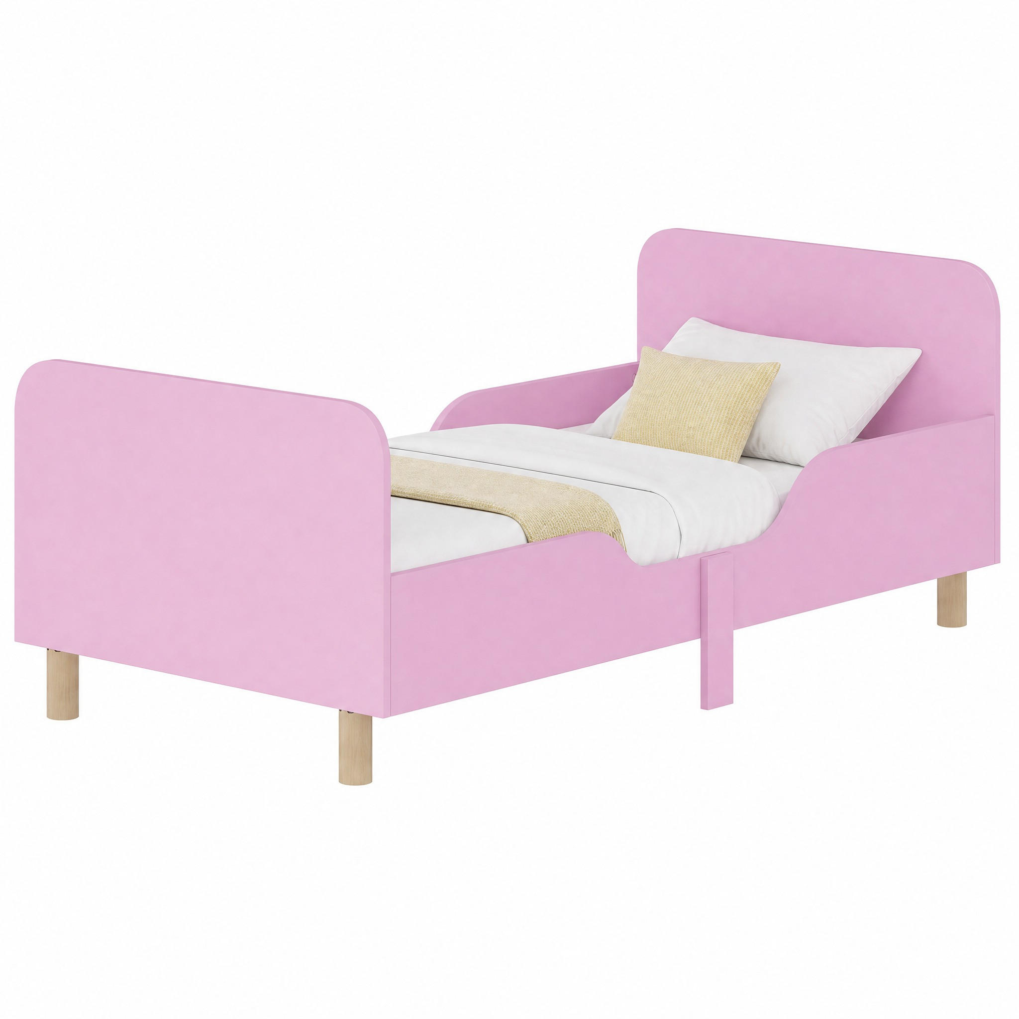 KINDERBETT mit Rausfallschutz 143,5 x 74,2 cm Rosa - Pink, Holzwerkstoff (70/140cm) - Beauniv