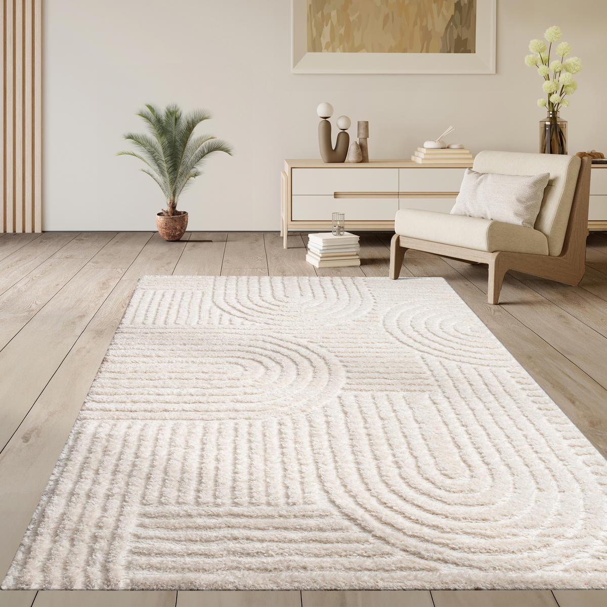 HOCHFLORTEPPICH 160/220 cm Palma 333 - Weiß, Textil (160/220cm) - Paco Home