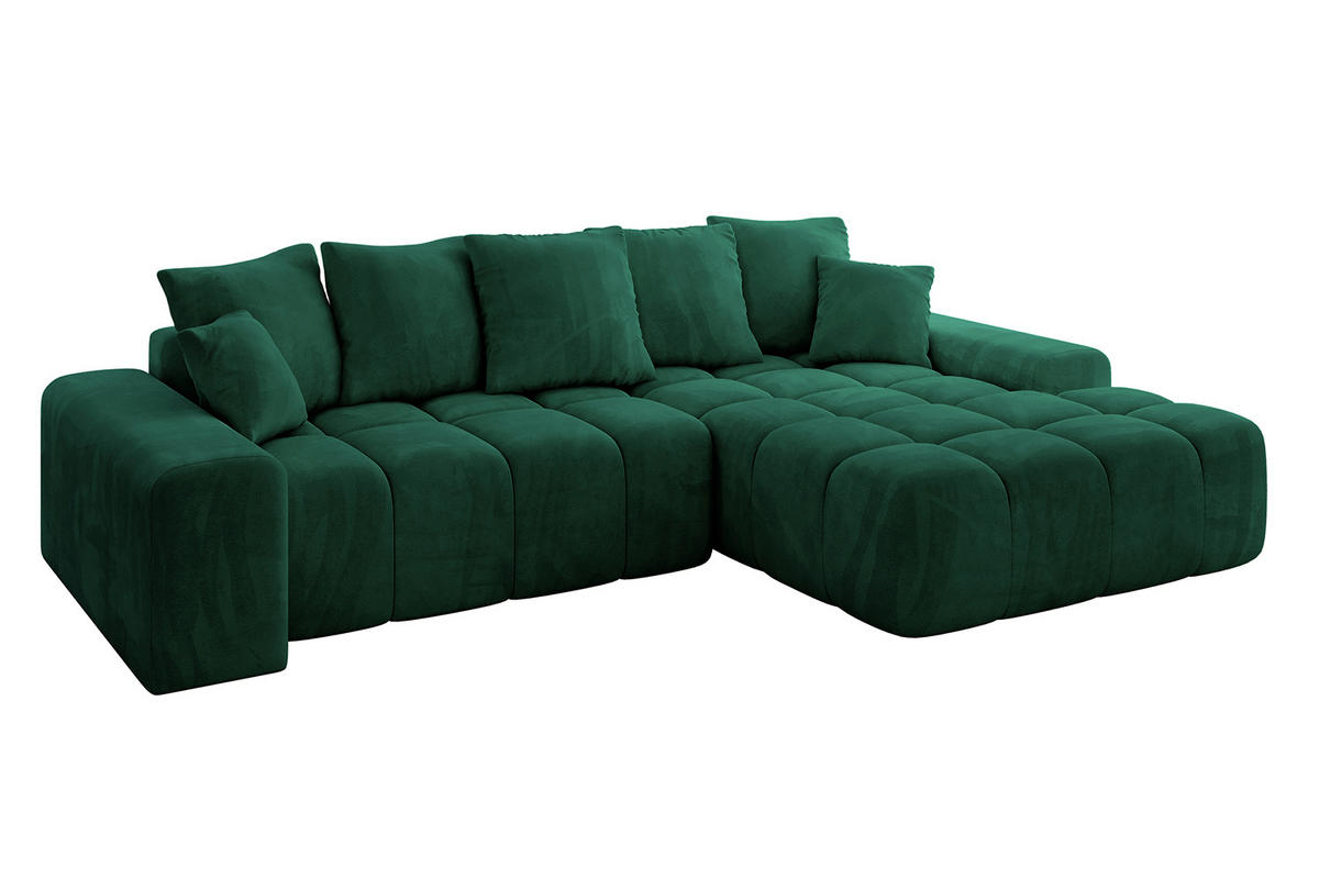 ECKSOFA Ottomane Rechts ENSI-L - 267x164x88 cm Dunkelgrün - Dunkelgrün, Holzwerkstoff/Kunststoff (164/267cm) - ALTDECOR