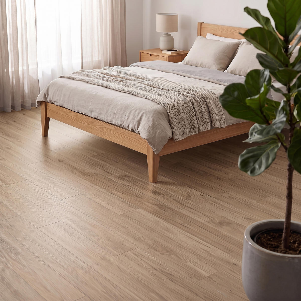 VINYLGOLV Ljus ek 36-pack självhäftande 15,2x91,4 cm - Beige, Plast (91.4/15.2/0.2cm) - Relaxdays