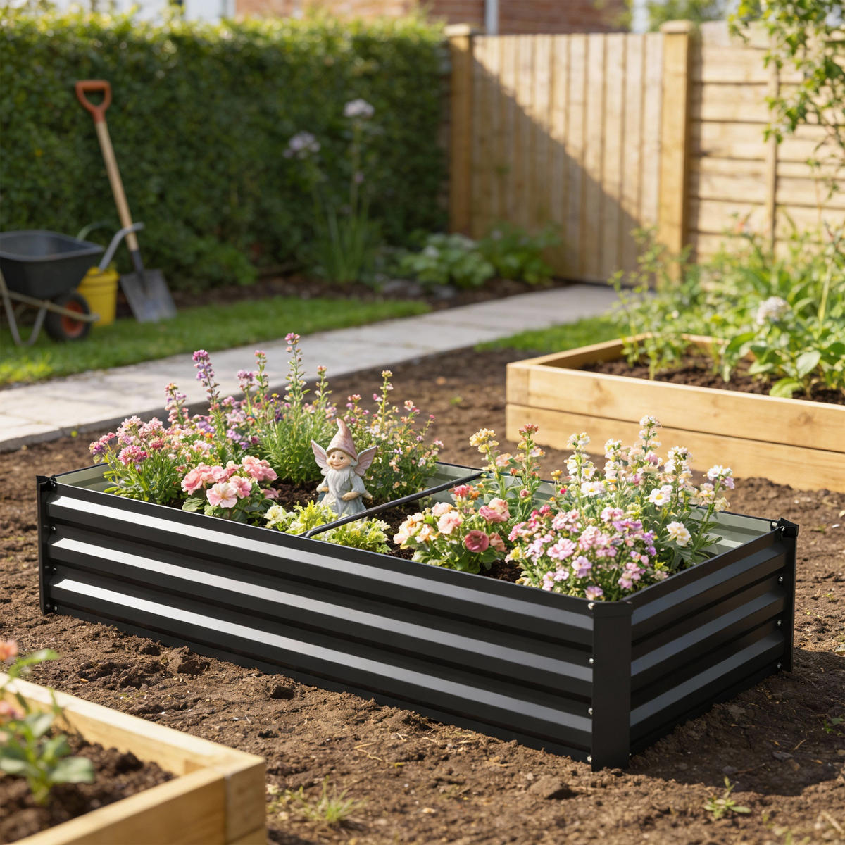 HOCHBEET DE-12315 150/70/30 cm mit offenem Boden Dunkelgrau - Dunkelgrau, Metall (150/30/70cm) - ComfortXL