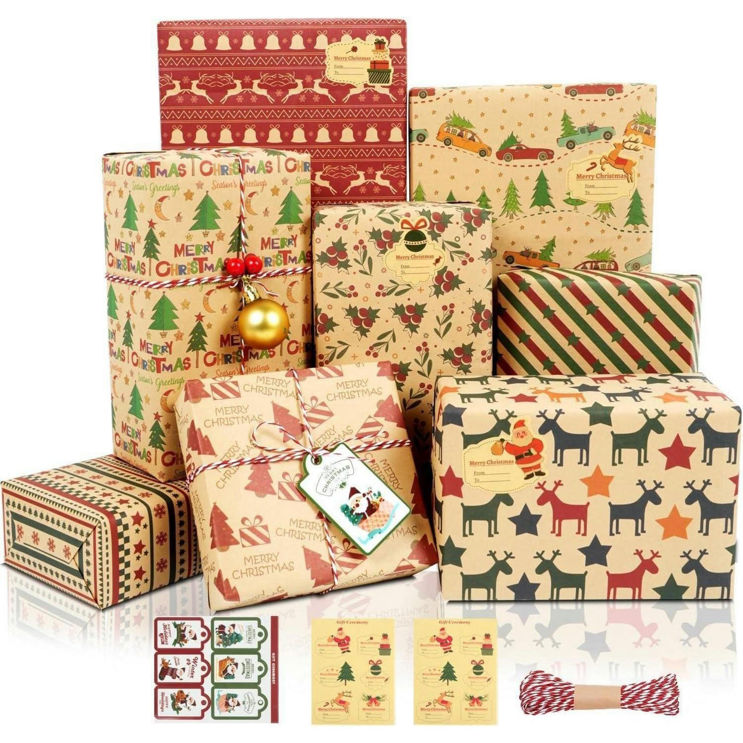 GESCHENKPAPIER Set Weihnachten 8 Blatt 50x70cm Kraftpapier Vintage - Multicolor, Papier (50/0.1/70cm)
