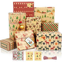 GESCHENKPAPIER Set Weihnachten 8 Blatt 50x70cm Kraftpapier Vintage - Multicolor, Papier (50/0.1/70cm)