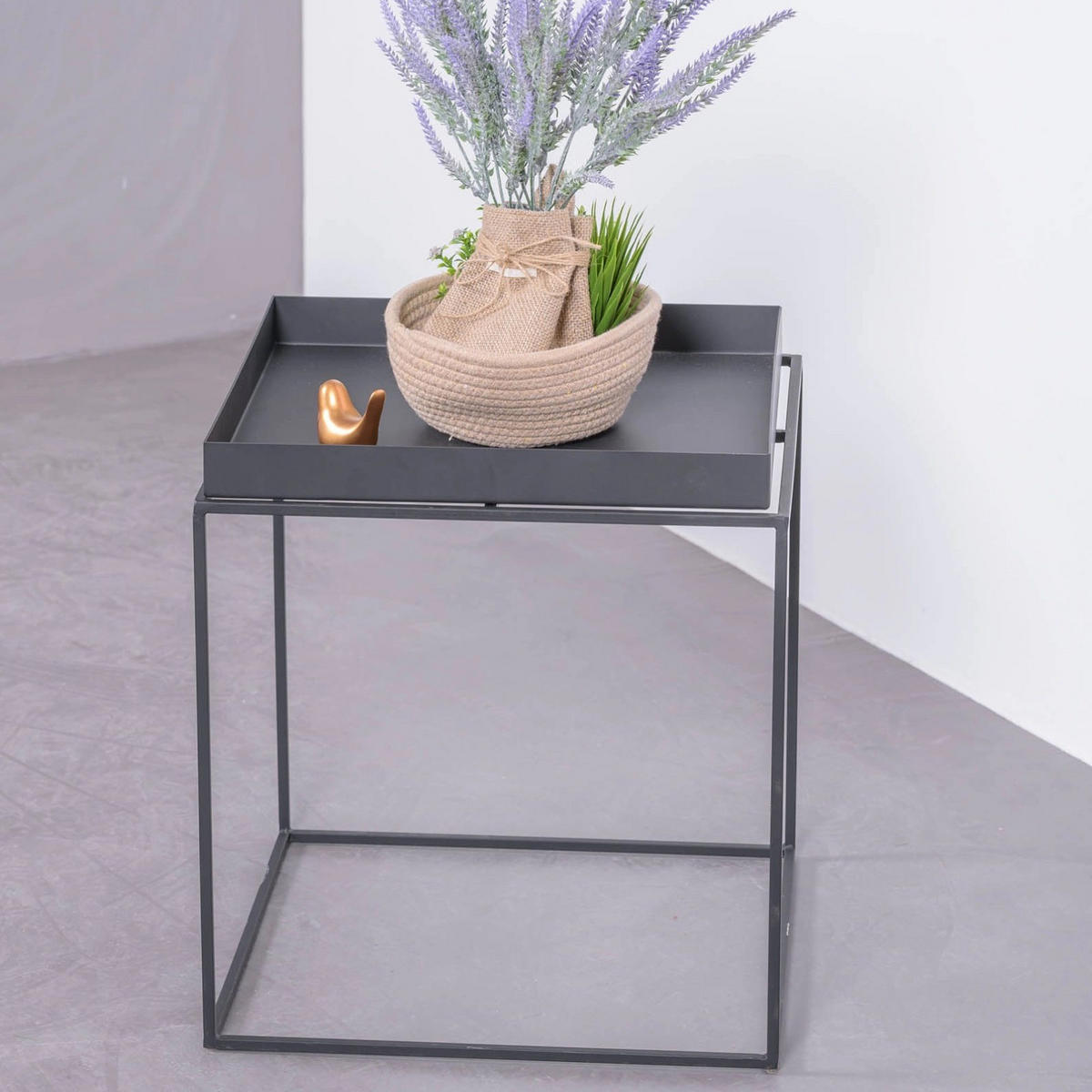 BEISTELLTISCH Quadratisch Schwarz 41/41/45 cm - Schwarz, Metall (41/41/45cm) - Nest Dream