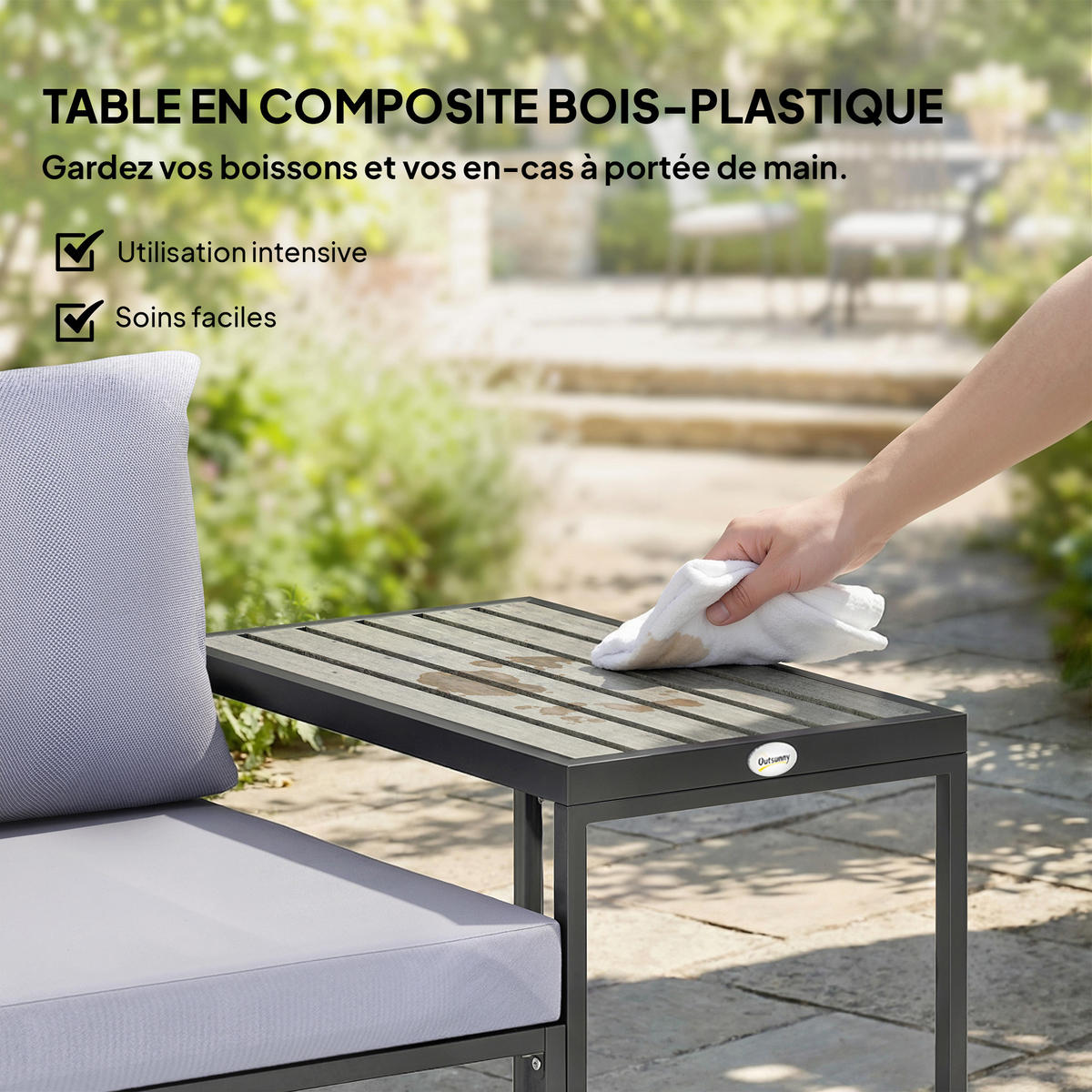 BALKONSET DE-14204 2 Sessel mit Tisch, 14 cm Polster Grau - Grau, Metall - ComfortXL