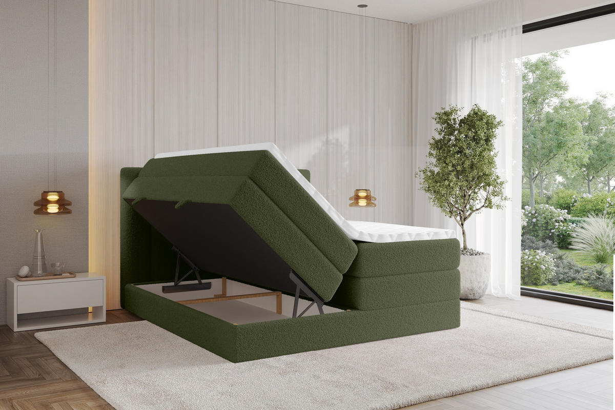 BOXSPRINGOVÁ POSTEL s matrací H3/H4 - OTTA KING - 160x200 cm Zelená - zelená barva, kompozitní dřevo (160/200cm) - ALTDECOR