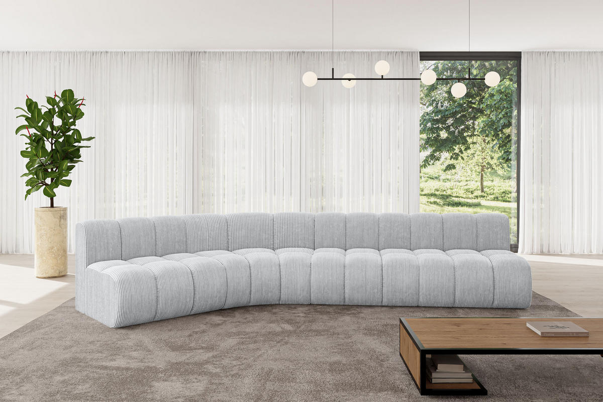 ECKSOFA modulares Sofa Montra-L2 - 381x174x70 cm Grau - Grau, Holzwerkstoff/Textil (381/174cm) - ALTDECOR