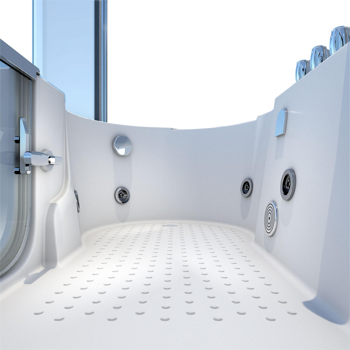 WHIRLPOOL-SENIORENDUSCHE S12D-TH-WP-R Weiß - Weiß, Glas/Kunststoff (170/200/85cm) - AcquaVapore by Sandra Jentho