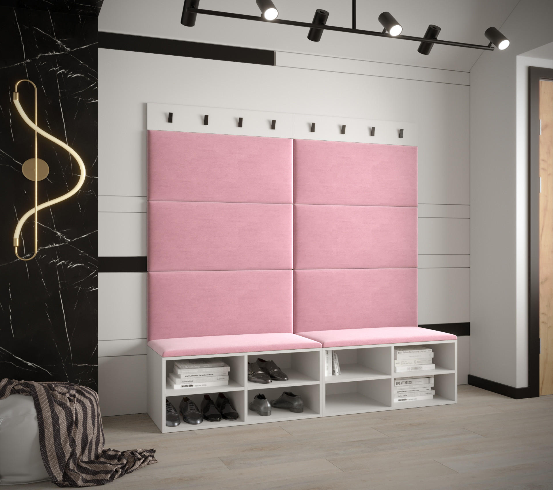 GARDEROBEN-SET 168/184/42 - Pink/Schwarz, Holz/Kunststoff (168/184/42cm) - MÖBEL KRYSPOL