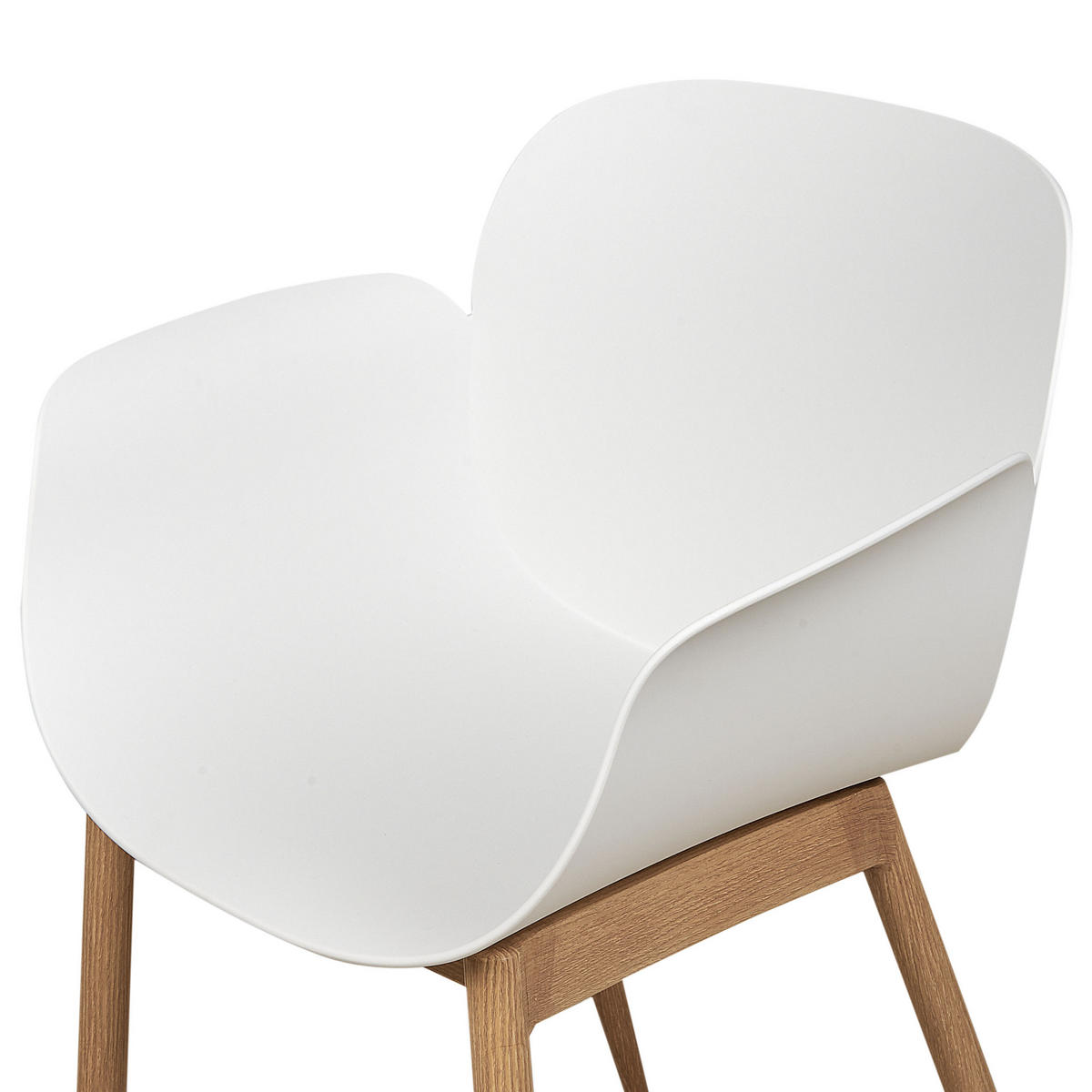 ESSZIMMERSTUHL 2er-Set Kunststoff weiß/heller Holzfarbton Abilene - Hellbraun/Weiß, Kunststoff (53/81/50cm) - Beliani