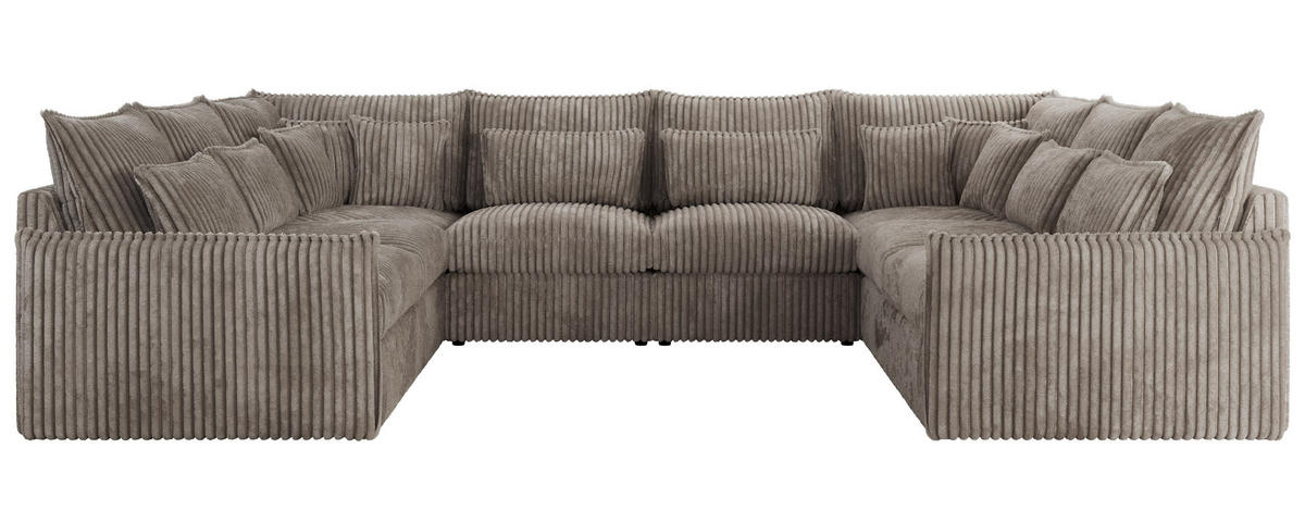 WOHNLANDSCHAFT VERSO U 8M Hellbraun Cord - Hellbraun/Schwarz, Kunststoff/Textil (362/93/270cm) - MKS