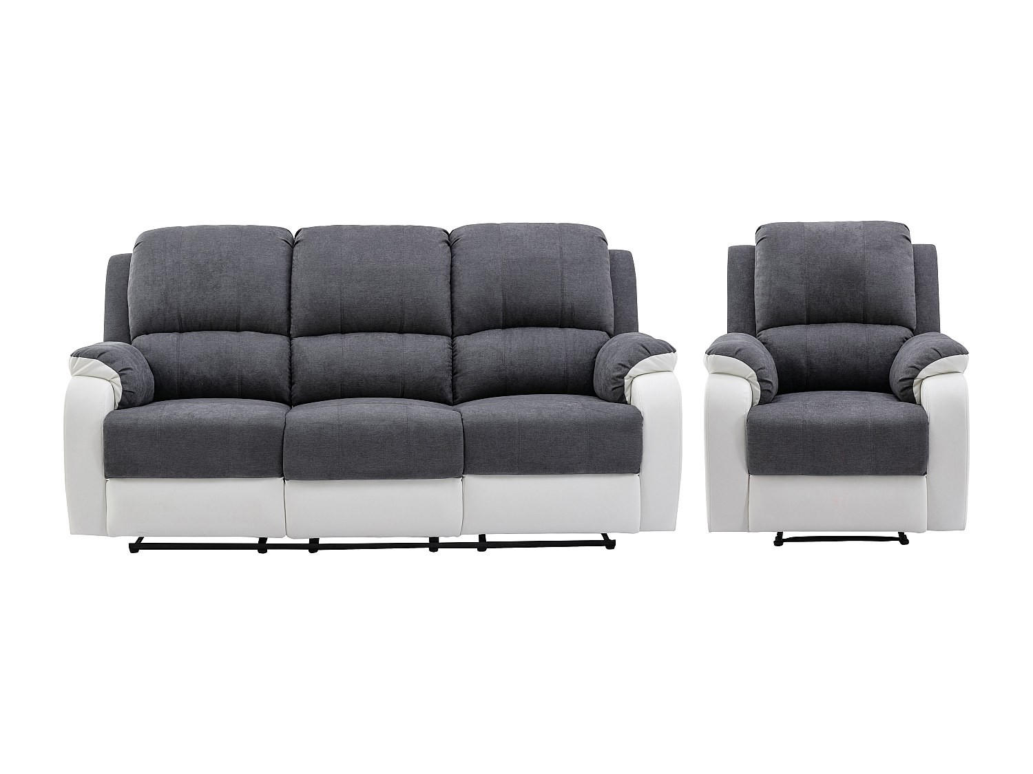 COUCHGARNITUR mit Sessel - 4 Personen - stoff - grau, weiß Brody - Weiß/Grau, Kunststoff/Textil (87/99/98cm) - Vente-Unique