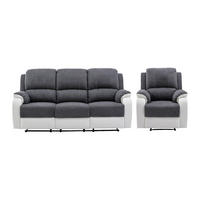 COUCHGARNITUR mit Sessel - 4 Personen - stoff - grau, weiß Brody - Weiß/Grau, Kunststoff/Textil (87/99/98cm) - Vente-Unique