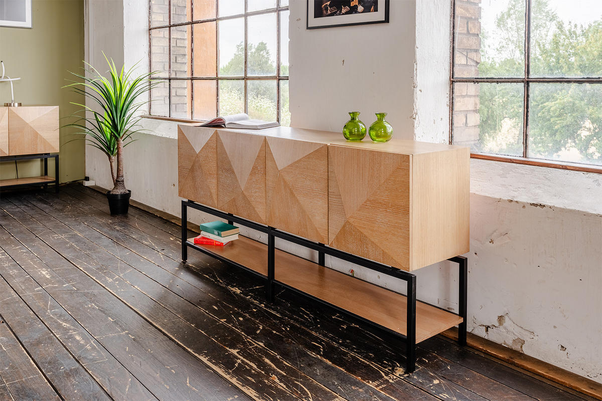 SIDEBOARD ANJO Braun Holz - Schwarz/Braun, Holz/Metall (180/85/40cm) - KAWOLA