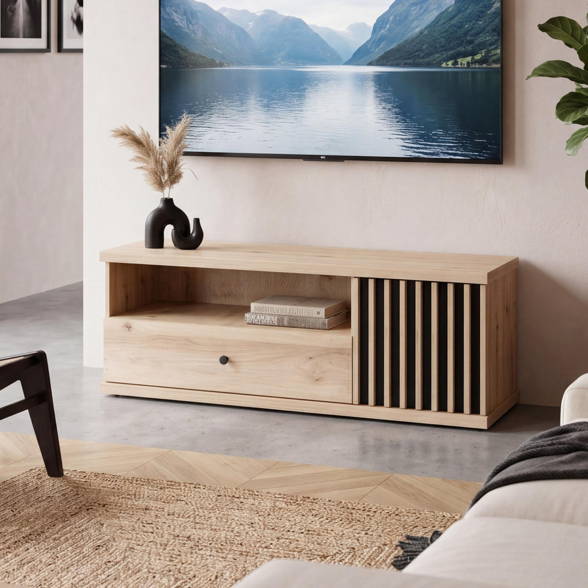 TV-LOWBOARD Cali C-7 124 x 43,4 x 40,6 cm Eiche Artisan - Eiche Artisan, Holzwerkstoff (124/43.4/40.6cm) - Koseto