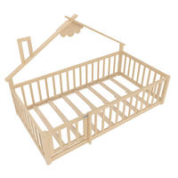 HAUSBETT 90/190 cm DE-03288, mit Geländer und Schloss, in Natur - Naturfarben, Holz/Holzwerkstoff (90/190cm) - ComfortXL