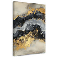 LEINWANDBILD Schwarz weißer Marmor mit Gold - Goldfarben, Textil (40/60cm) - Feeby
