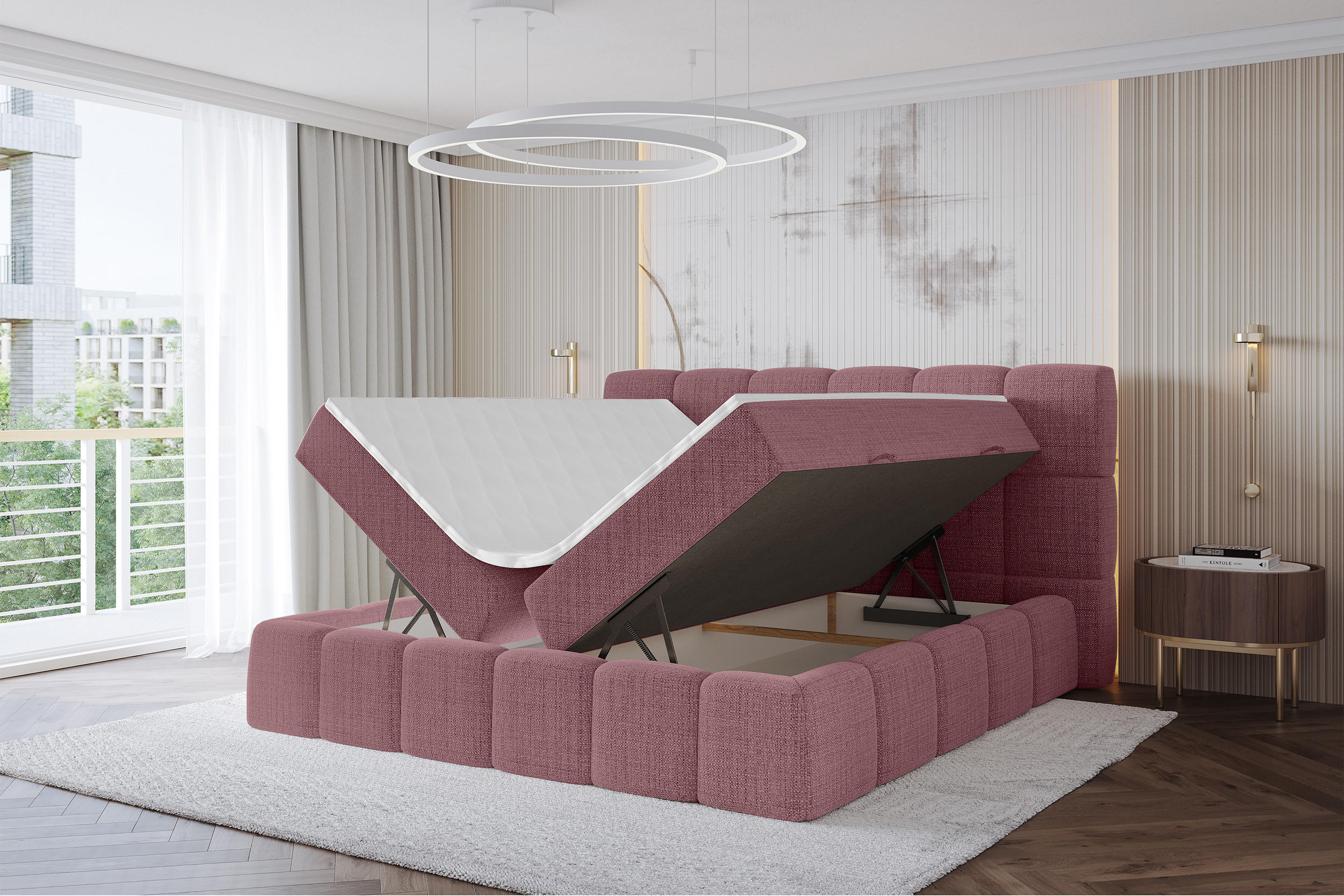 Thumbnail - Altdecor Boxbett, Altrosa, Holzwerkstoff, H3, Höhe ca. 20 cm, 160x200 cm, Schlafzimmer, Betten, Boxspringbetten