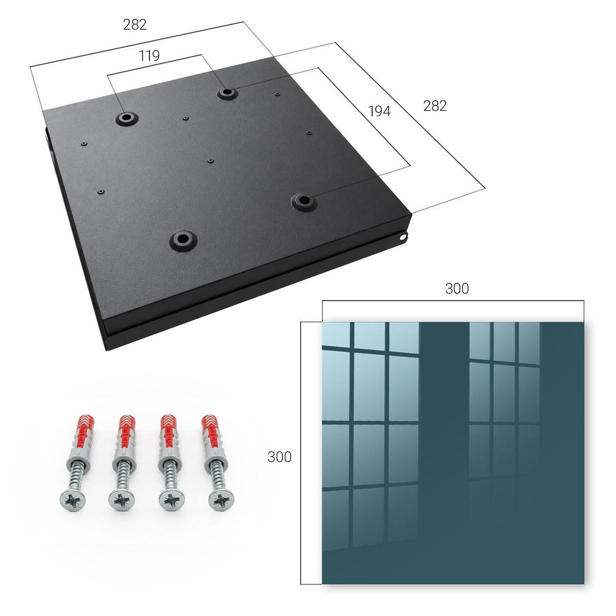 SCHLÜSSELBOX Schwarz 30x30 cm- Türöffnung nach rechts - Dunkeltürkis - Türkis, Metall (30/30/5cm) - TULUP