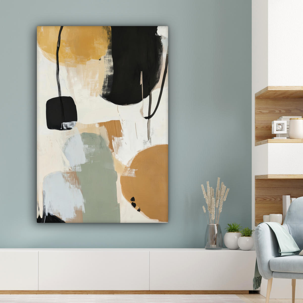 LEINWANDBILD Farbe - Abstrakt - Farben 80x120 cm - Currygelb, Textil (80/120cm) - MuchoWow