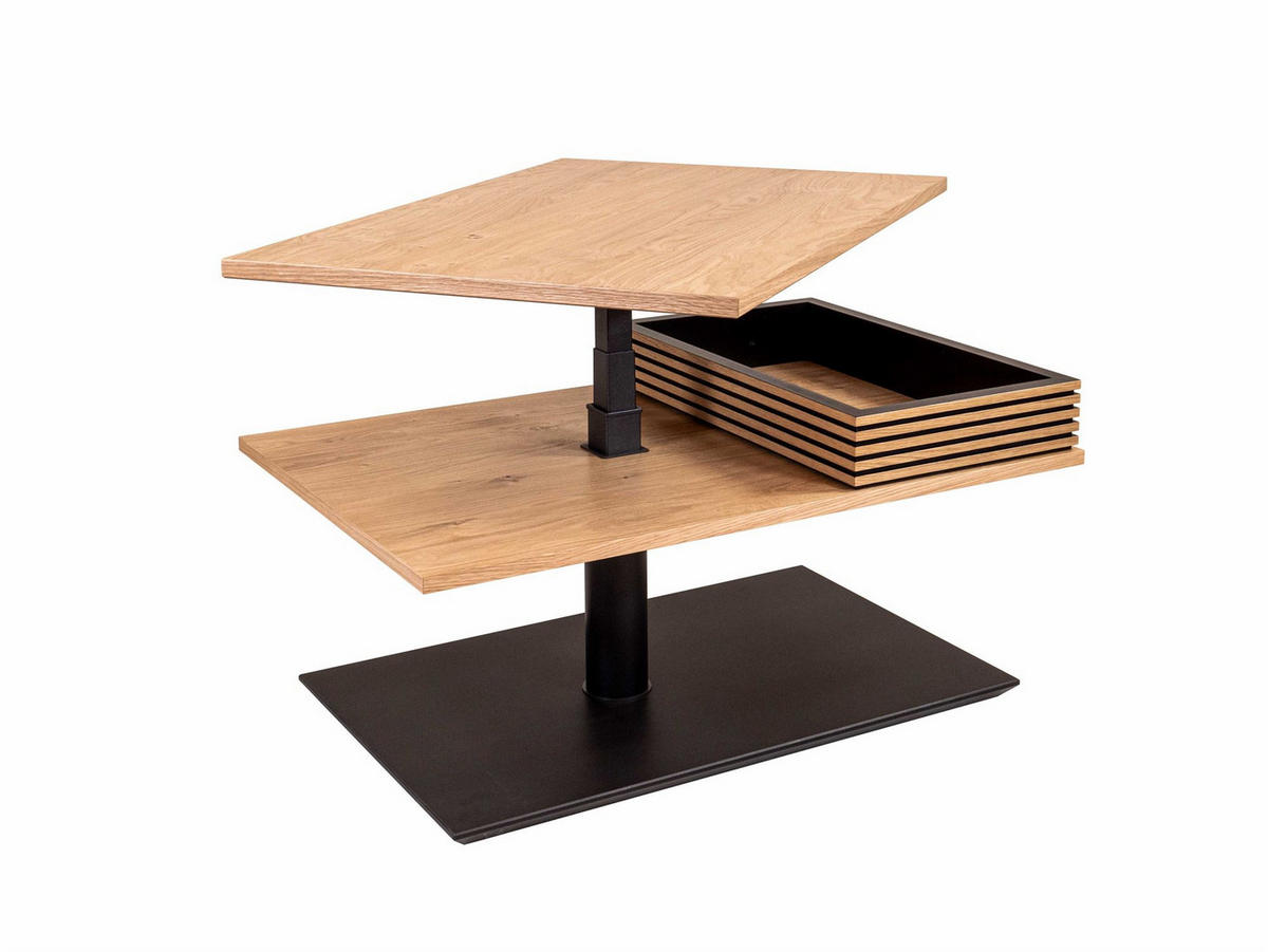 COUCHTISCH höhenverstellbar Clem 90x49x60 Furnier Schwarz/Wildeiche - Wildeiche/Schwarz, Holz (90/60/60cm) - 58aufmkessel