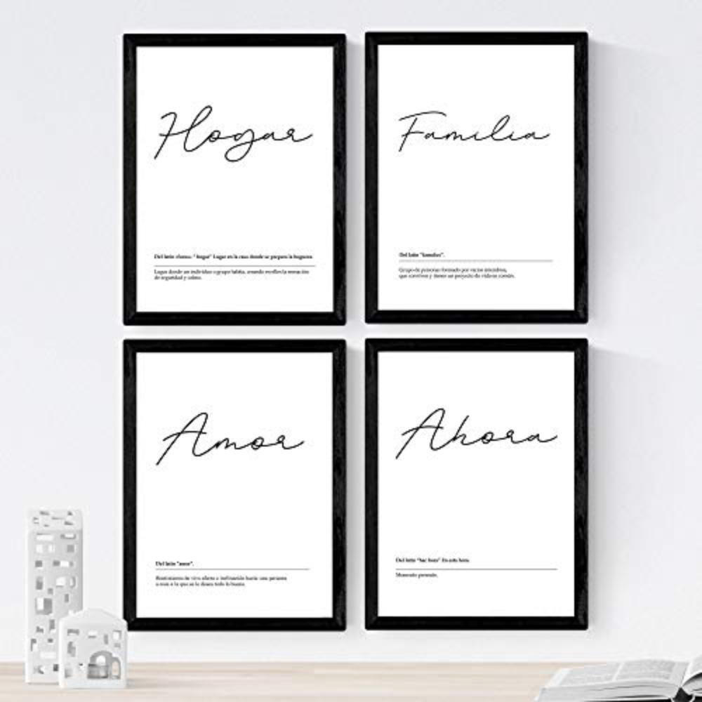 POSTER Set mit 4 schwarzweiß Definitionen von mein Haus A4 Rahmenlos - Klar, Papier (29.7/3cm) - Nacnic