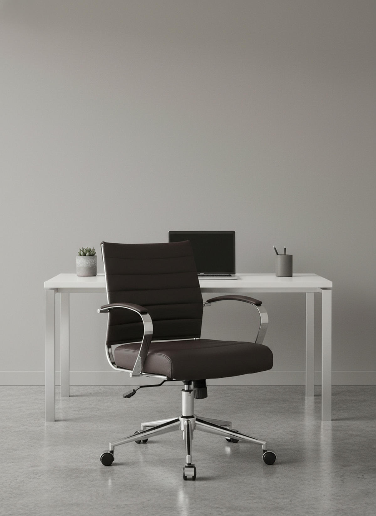 BÜROSTUHL Rynex Echtleder braun - Chromfarben/Braun, Leder/Metall (57/100/62cm) - TPFLiving