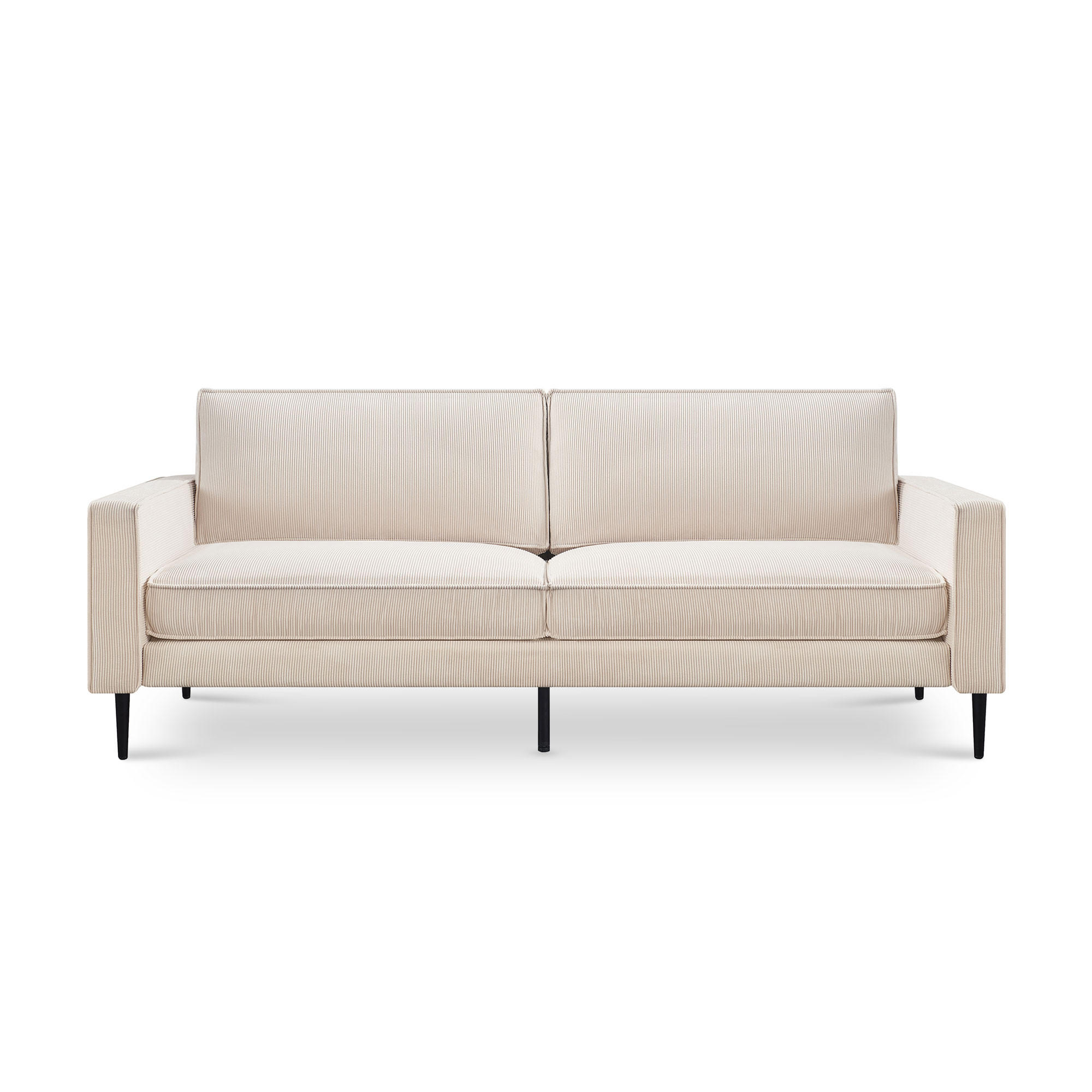 3-SITZER-SOFA Oskar Vintage beige Cord - Beige/Schwarz, Holz/Textil (212/83/92cm) - Sicaan