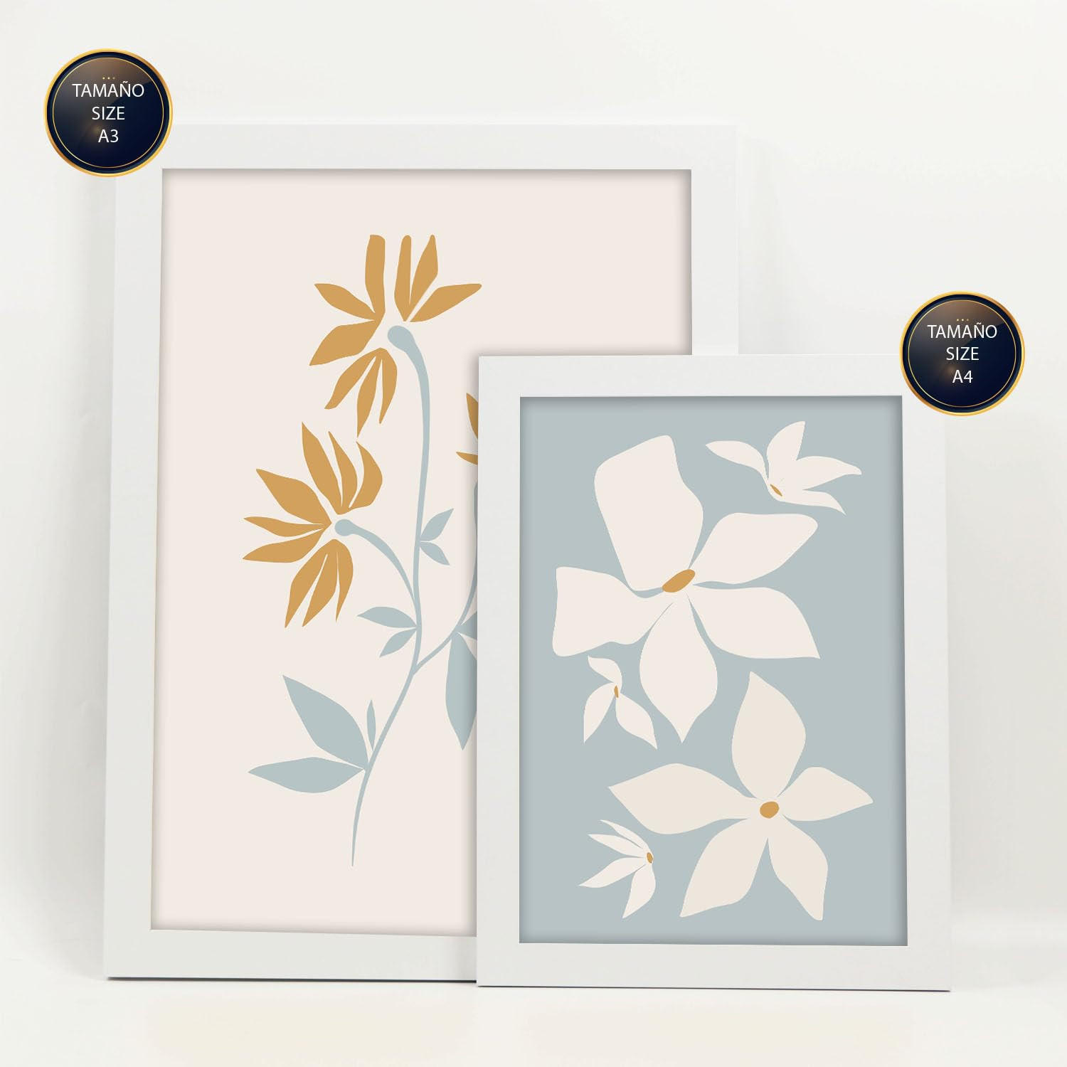 POSTER Set Mit 6 Blumenrahmen 1 In Blume Zusammenfassung Ästhetische Dekorative Gemälde Für Ihr Wohnzimmer Schlafzimmer Zuhause A3 & A4 Weißer Rahmen - Weiß, Papier (29/3cm) - Nacnic