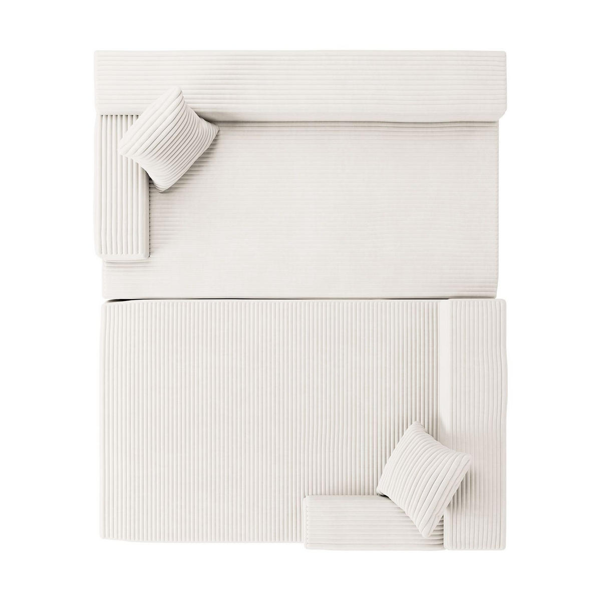 SOFA Coredo creme Cord - Creme, Textil (250/155cm) - Juskys