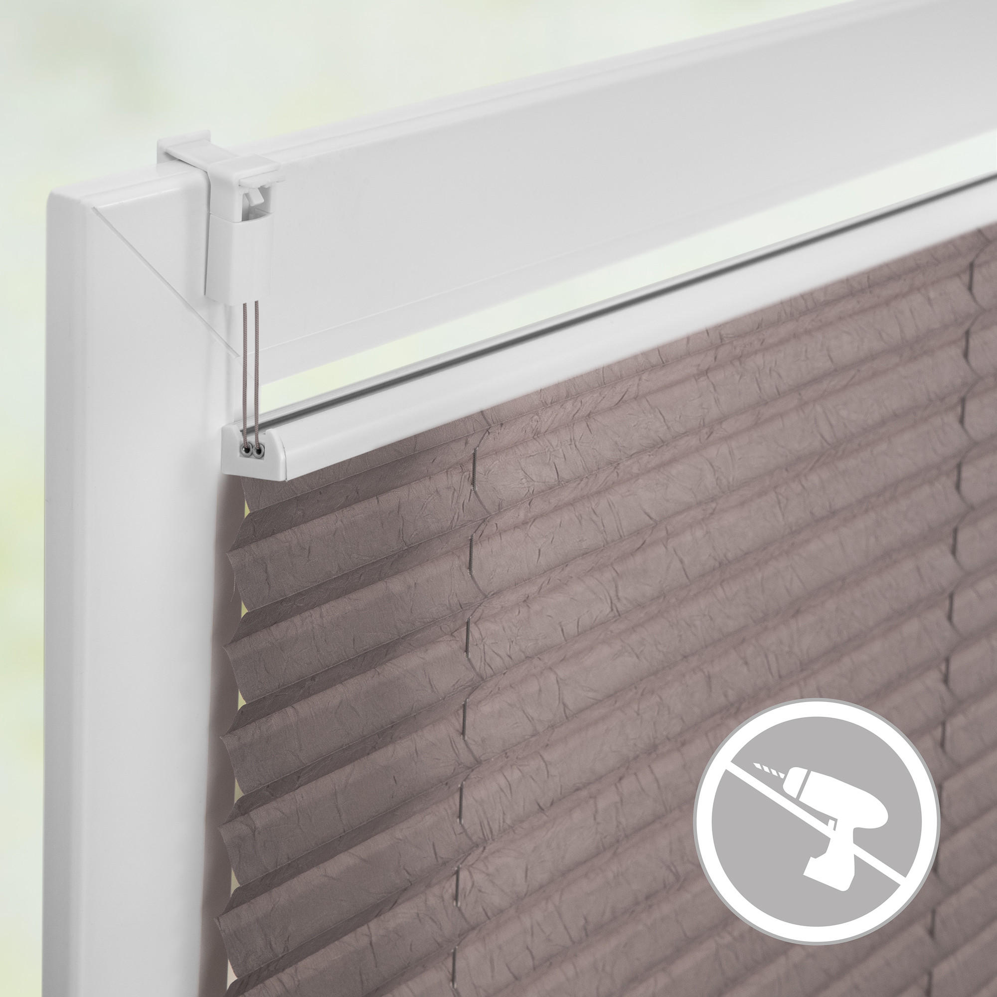 PLISSEE KLEMMFIX, OHNE BOHREN, VERSPANNT - Taupe, Kunststoff (50/130cm) - Lichtblick Original