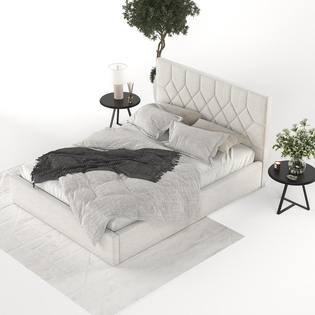 POLSTERBETT Brisa 160/200 cm Beige im Inari Stoff - Beige/Schwarz, Holz/Holzwerkstoff (160/200cm) - AltaBeds