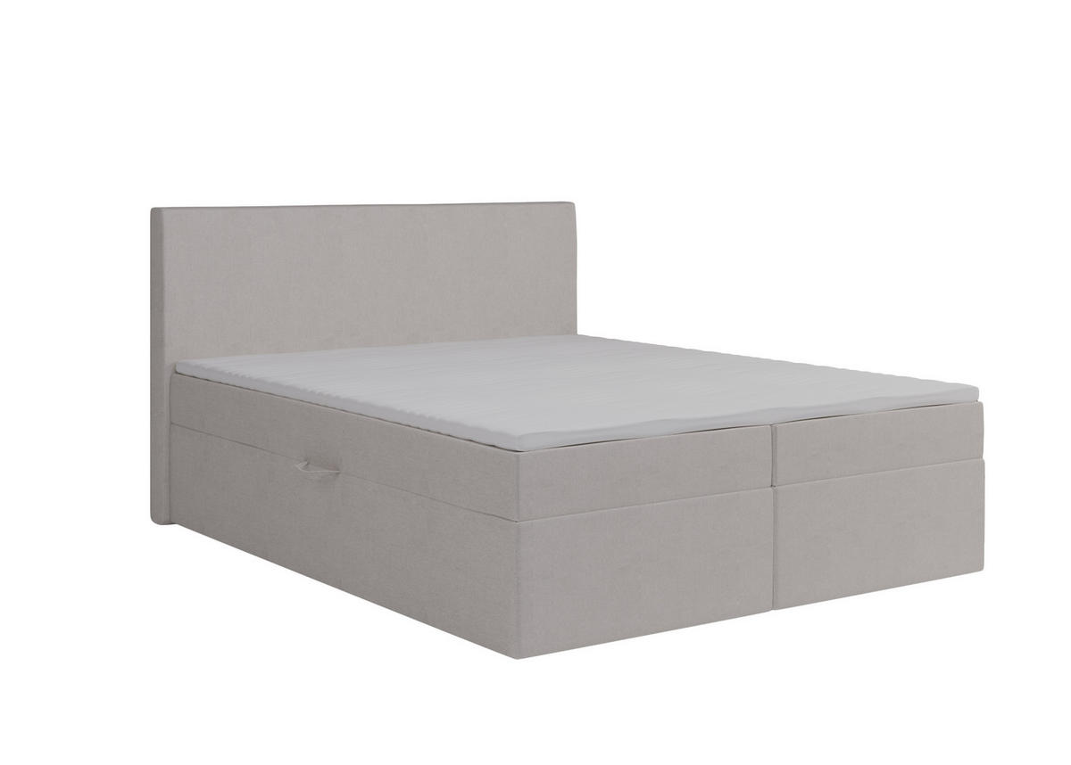 BOXBETT Havana Beige 200x200 cm Bettkasten + Topper - Beige, Holz/Textil (200/200cm) - Comfortic