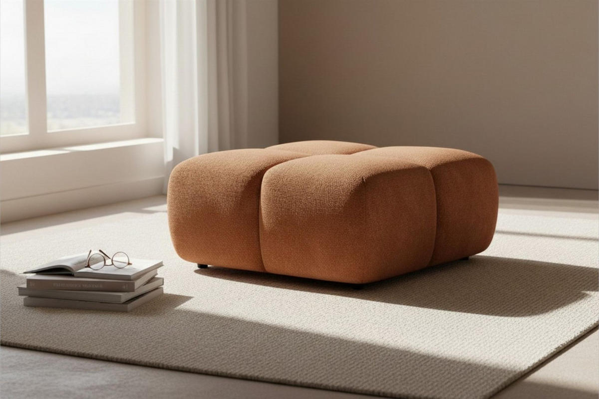 SOFASET Vega 3-2 Inkl. Hocker - Rotbraun, Holzwerkstoff/Textil (250/77/103cm) - Fun Möbel