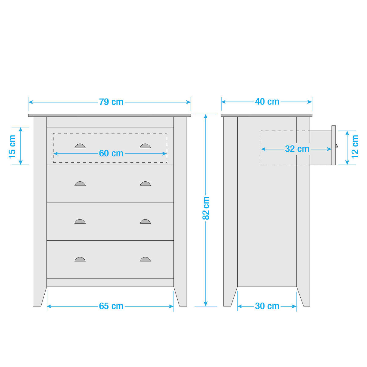 KOMMODE - Kiefer massiv - Kieferfarben, Holz (79/82/40cm) - home24