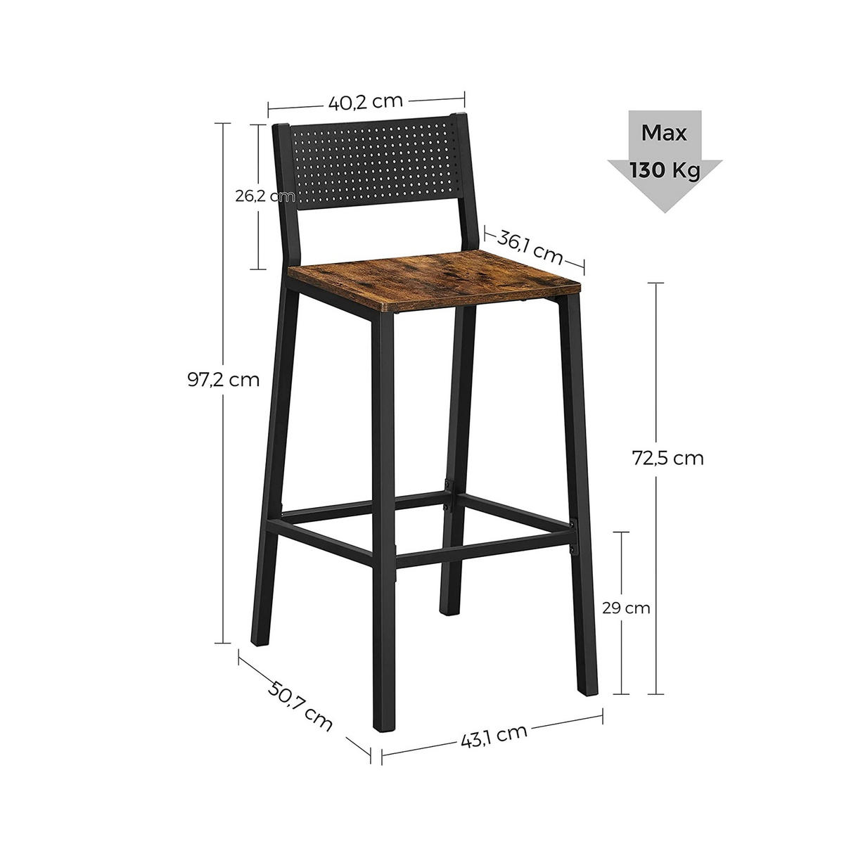 BARSTUHL 2ER-SET - Braun, Holzwerkstoff (50.7/98/43.1cm) - Hansiro