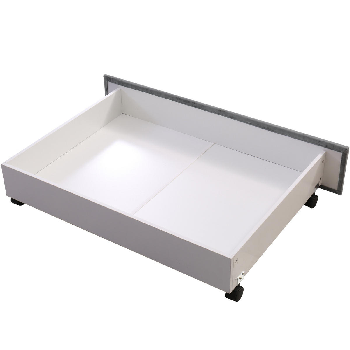 POLNJENA postelja iz žameta 140x200 cm siva z letvenim dnom, vzglavjem in 2 predaloma - siva, tekstil (140/200cm) - Modfu
