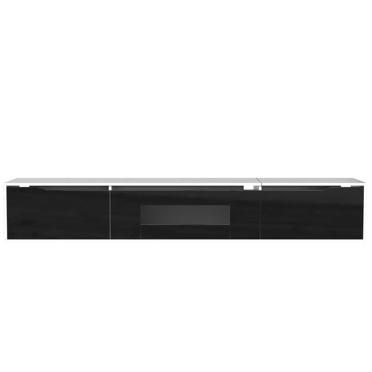 LOWBOARD 180/35/30 cm Weiß/Schwarz aus Spanplatte mit LED-Beleuchtung - Schwarz, Holzwerkstoff (35/30/180cm) - OKMYHOME