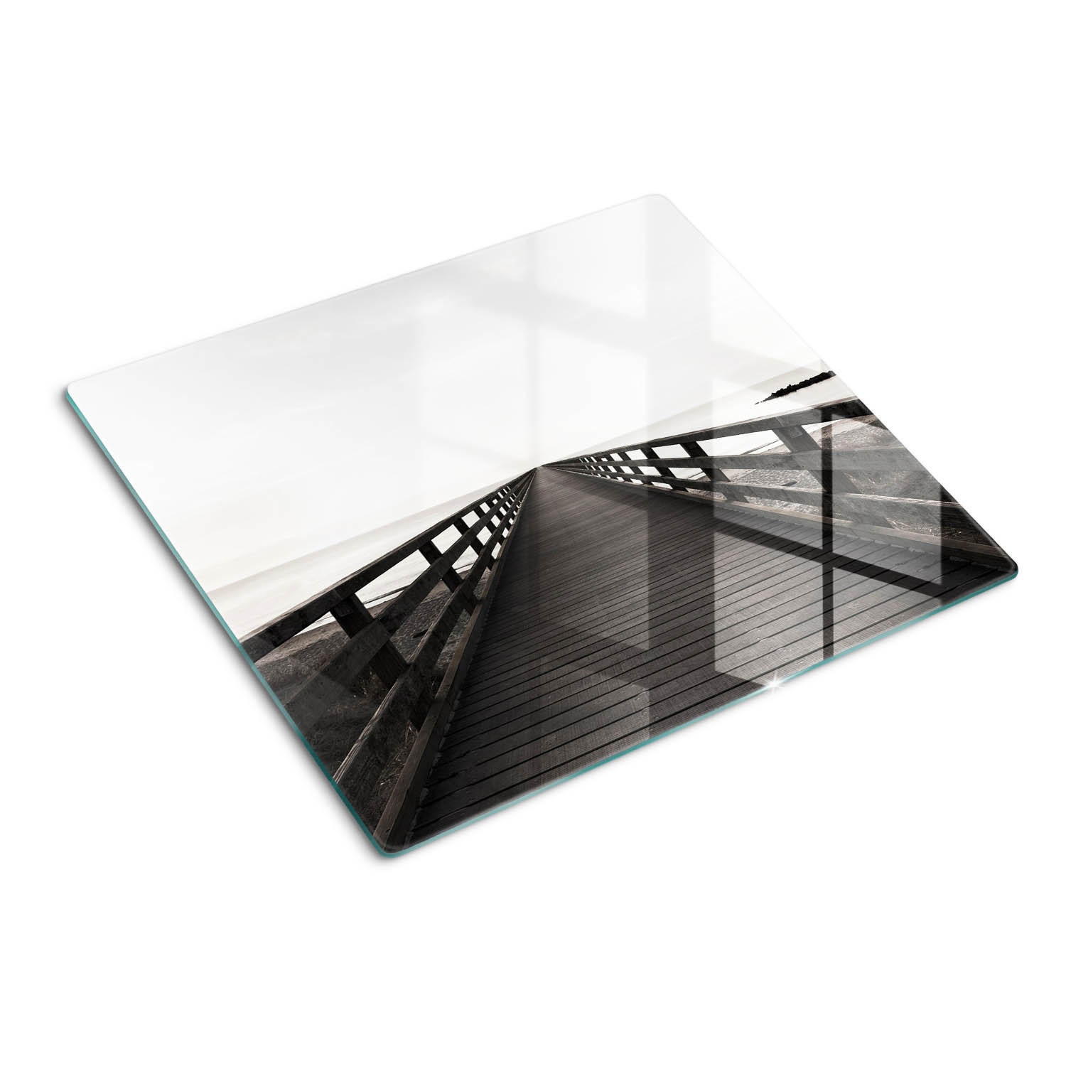 GLASPLATTE 60x52 cm Holzsteg - Schwarz, Glas (60/0.4/52cm) - TULUP