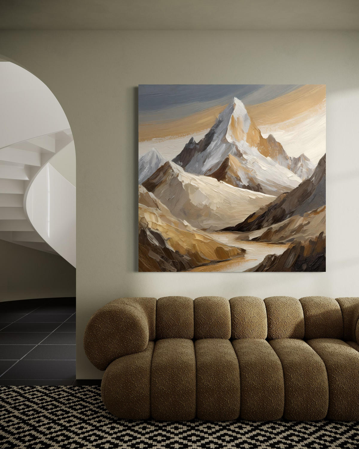 WANDBILD berge gemalte landschaft - Beige, Textil (50/50cm) - Feeby